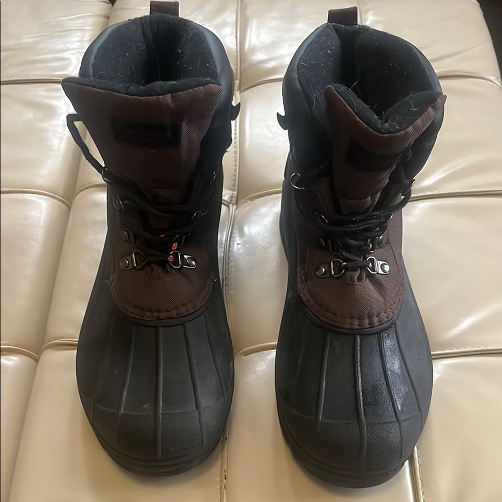 Men's Black and Brown Winter Boots